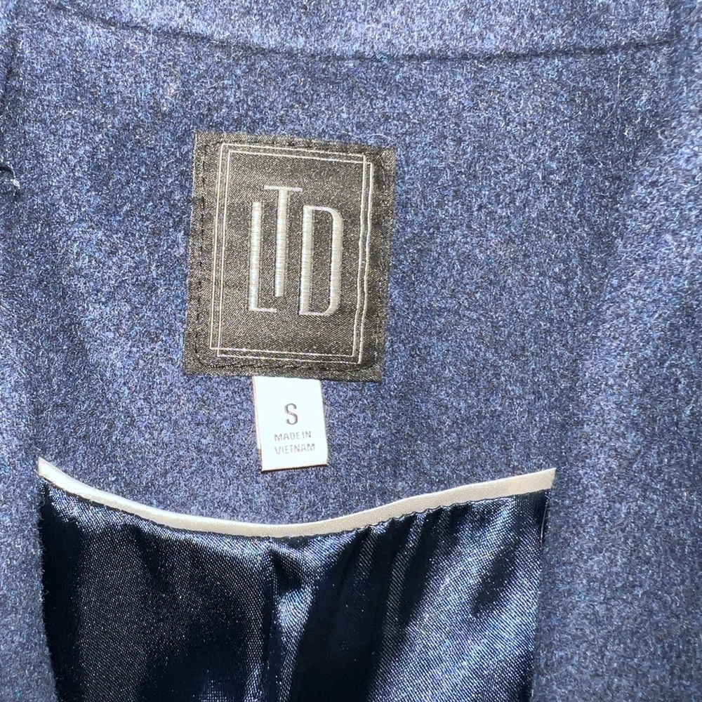 LTD Dark Blue Women's wool cocoon Coat - Picture 5 of 7